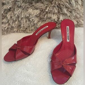 Patten leather red Manolo Blahnik heels